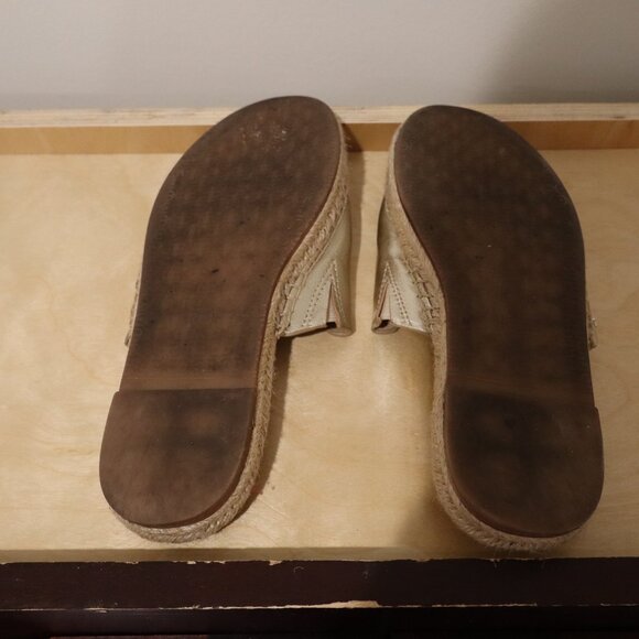 Sam Edelman Andy Gold Leather Espadrille Slide Sandals Size 8 - Picture 7 of 7